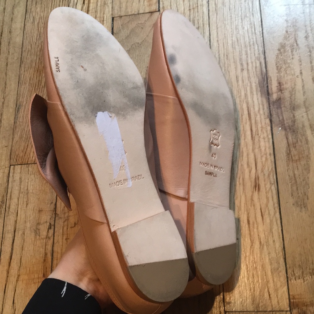 Ulla Johnson Pink Leather Toe Bow Loafers - Picture 3 of 4